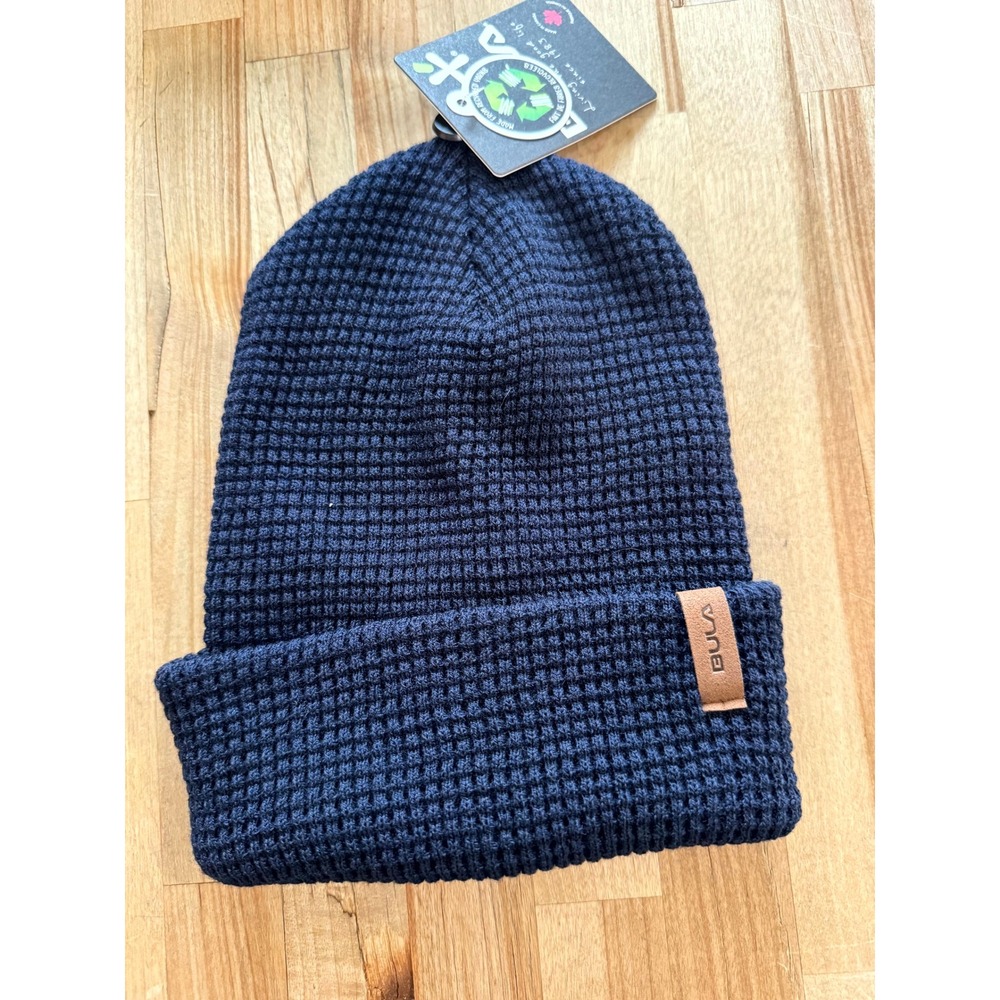 Bula‎ Recycled Beanie Navy Waffle Knit Hat OS One Size Unisex Winter BB3X1